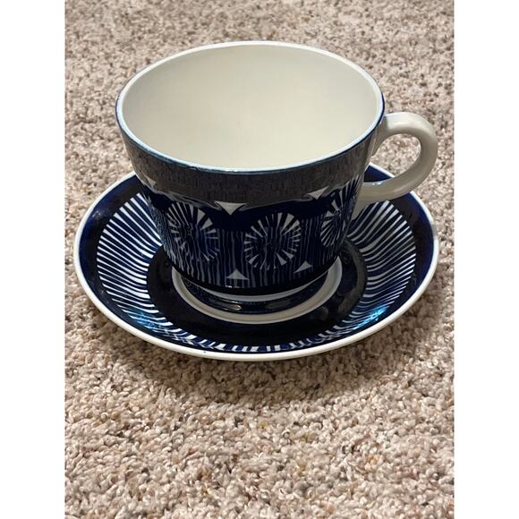 Anemone Blue Arabia of Finland Fiesta Morning Cup Saucer Ulla Procope RARE - Picture 10 of 10